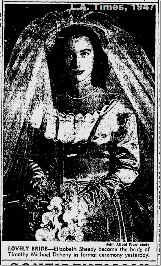 Aug. 7, 1947, Doheny Sheedy Wedding
