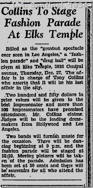 L.A. Sentinel, Drag Ball, 1934