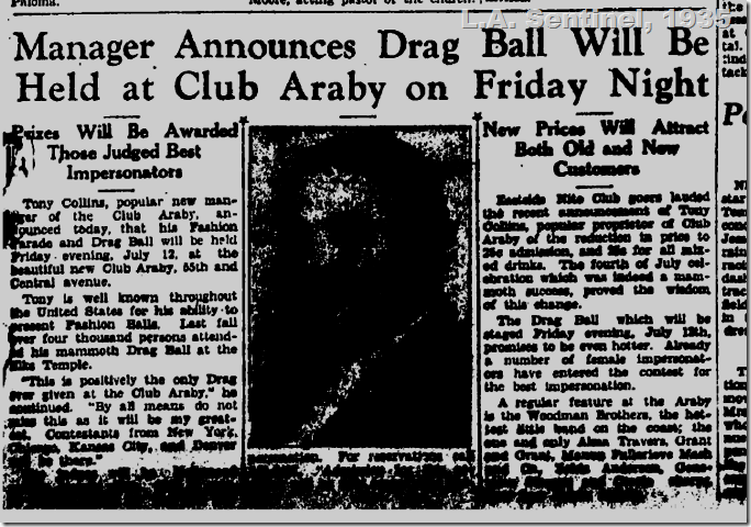 L.A. Sentinel, 1935, Drag Ball 