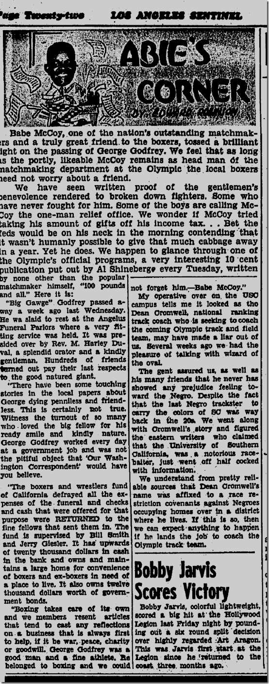 Sept. 4, 1947, L.A. Sentinel, George Godfrey
