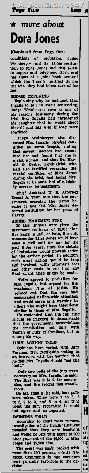 July 31, 1947, L.A. Sentinel, Slavery Trial