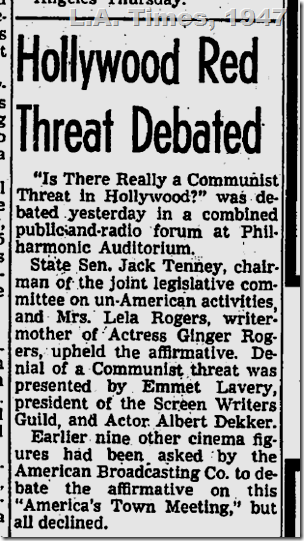 L.A. Times, 1947, Hollywood Reds