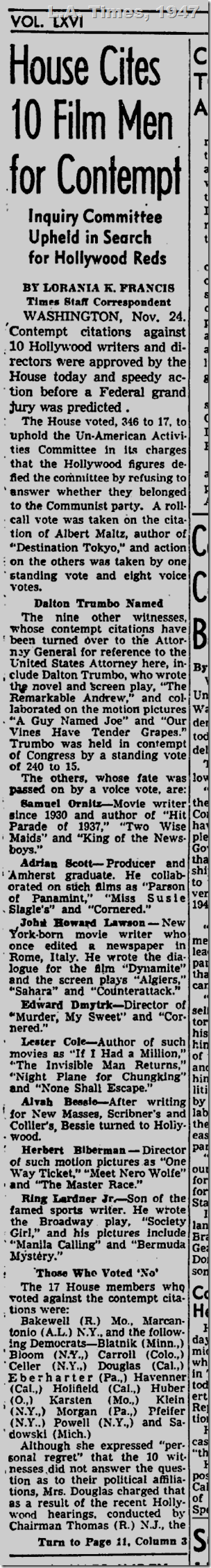 L.A. Times, Nov. 25, 1947