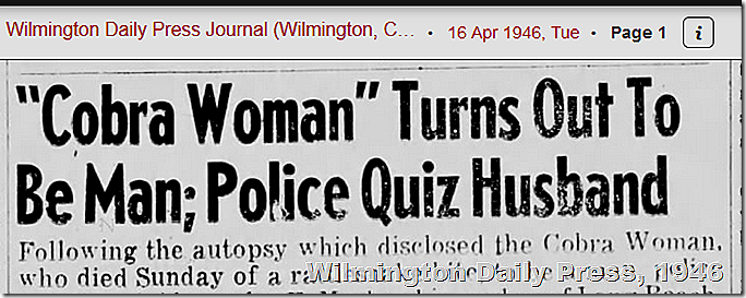 April 16, 1946, Cobra Woman 
