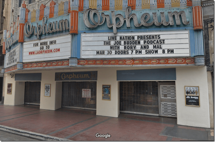 The Orpheum Theater, built on the location of the Woodley. 