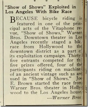 Joe E. Brown bicycle race