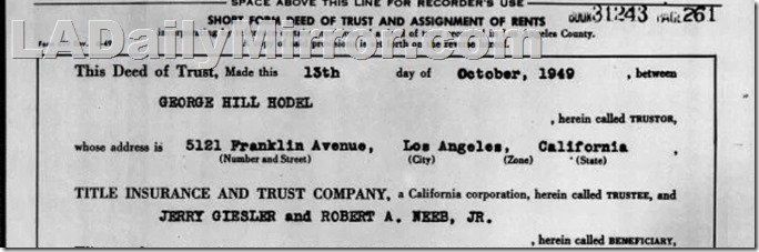 Oct. 13, 1949, George Hodel Loan Oct. 13, 1949, George Hodel Loan