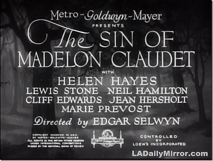 Jan. 9, 2021, The Sin of Madelon Claudet Main Title