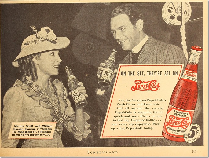 Martha Scott and William Gargan drink Pepsi!