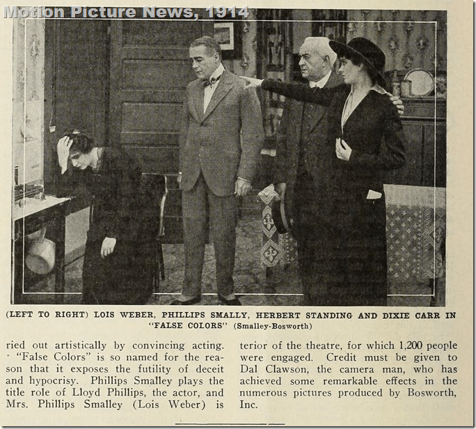 'False Colors,' 1914 with Lois Weber, Phillips Smally, Herbert Standing and Dixie Carr