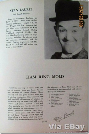 Stan Laurel, recipe for ham ring mold