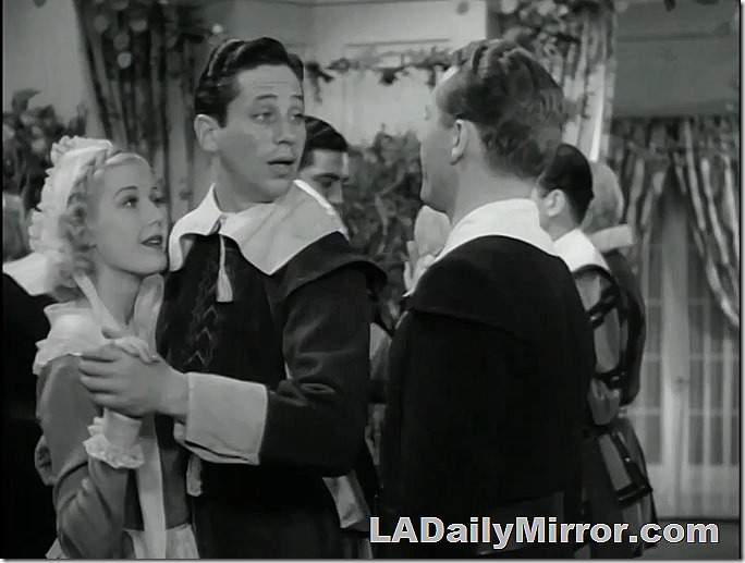 Anita Louise, Ross Alexander and Dick Purcell in Colonial costumes in Brides Are Like That