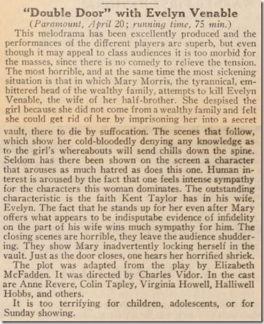 Double Door review in Harrison's Reports