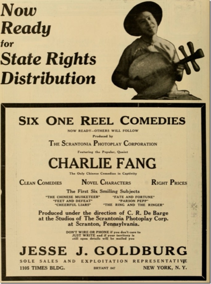 Ad for Charlie Fang Comedies, 1918