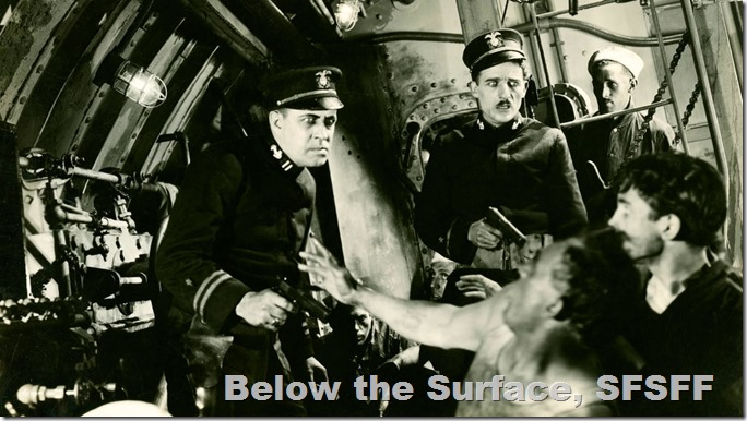 Sailors in a tense moment. One officer holds a gun