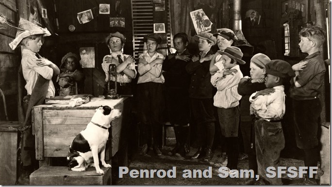 Boys give a crossed-arm salute