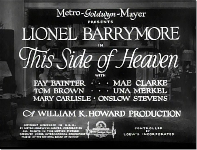 Main Title of This Side of Heaven, credits over a drawing room with a fireplace. 