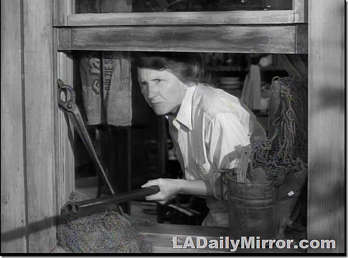 Mystery woman with shotgun. She does not approve of such goings-on.