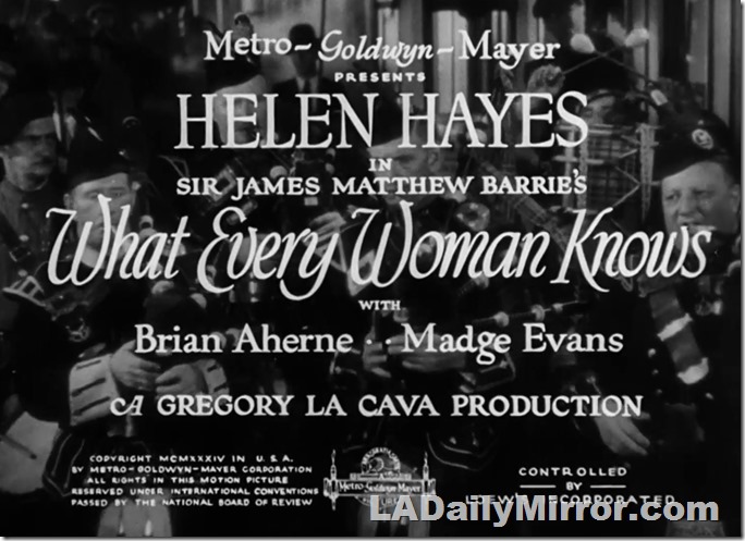 Main Title What Every Woman Knows. Type over bagpipers
