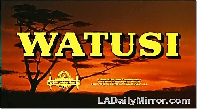 Main Title, bold yellow letters against an African sunset