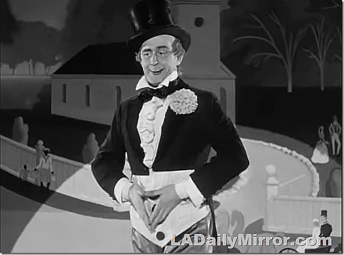 Man in a top hat, formal cutaway coat and huge flower in his lapel. Man in a top hat, formal cutaway coat and huge flower in his lapel.