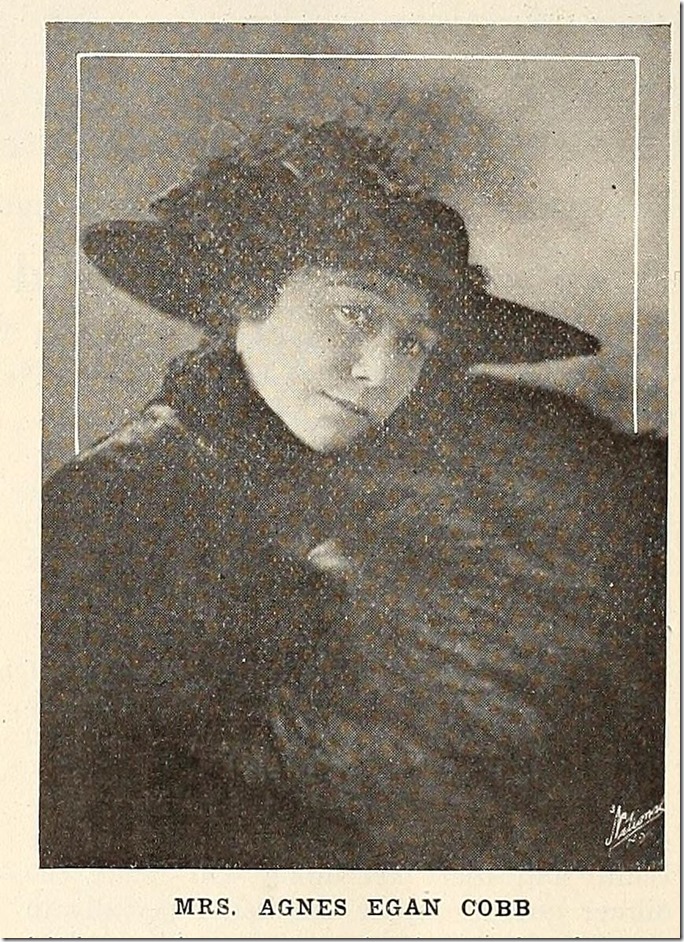 Agnes Egan Cobb, wearing a wide-brimmed hat Agnes Egan Cobb, wearing a wide-brimmed hat