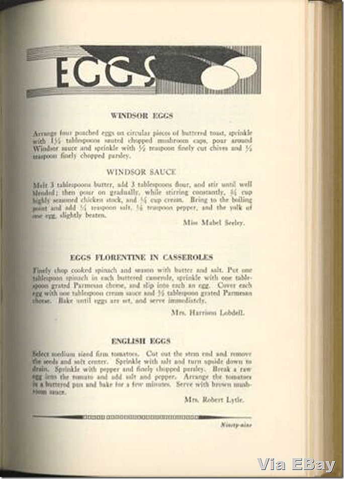 Egg recipes from the Los Angeles Junior League Cookbook