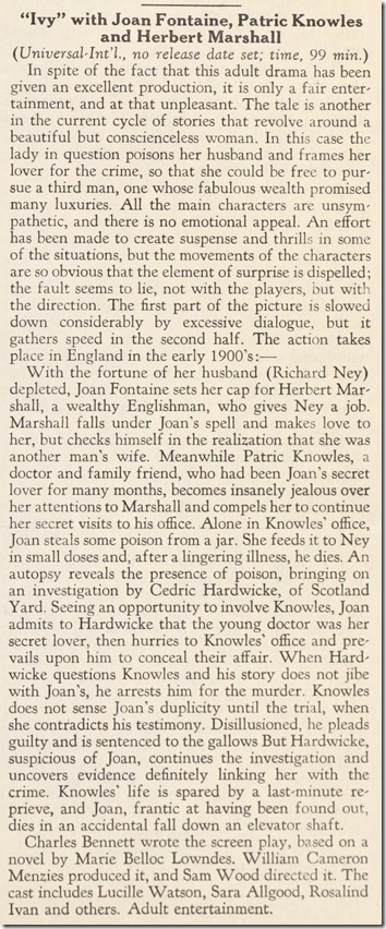 Harrison's Reports, review of IVY