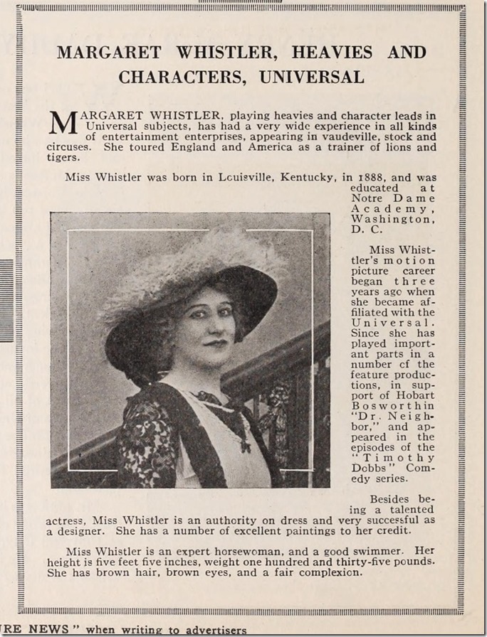 Margaret Whistler in a 1916 photograph. She wears a broad, elaborate hat. Margaret Whistler in a 1916 photograph. She wears a broad, elaborate hat.