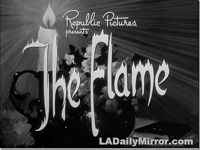 Main Title: Flaming letters over artwork of a candle