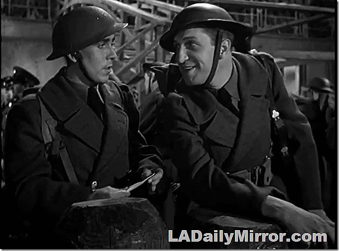 Two mysterious soldiers in helmets and overcoats