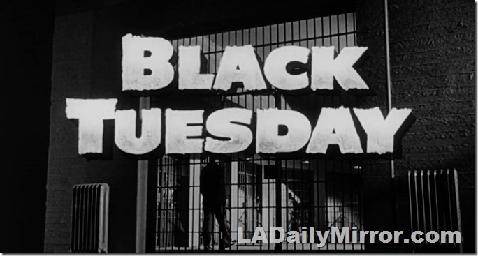 Main title: Lettering over silhouette of prison cells. 