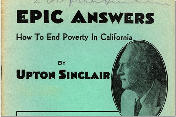 Cover of EPIC Answers with a photo of Upton Sinclair