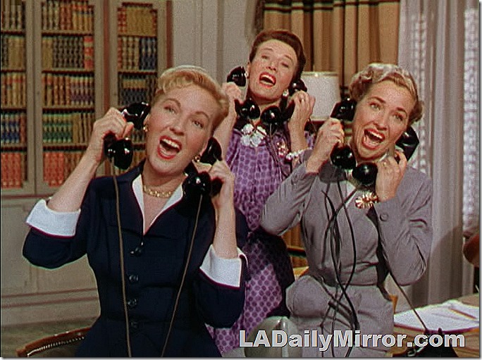 Three women on the telephone. On many telephones. They seem happy. Three women on the telephone. On many telephones. They seem happy.