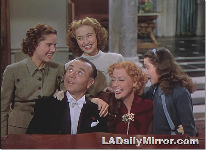 Mysterious piano player with four mystery women. 