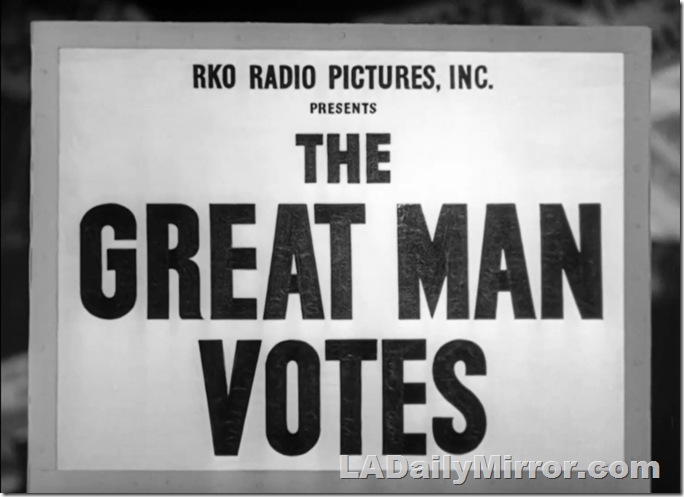Main Title, lettering on campaign placard. 