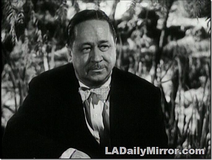 Man with mustache in suit coat and bow tie. 