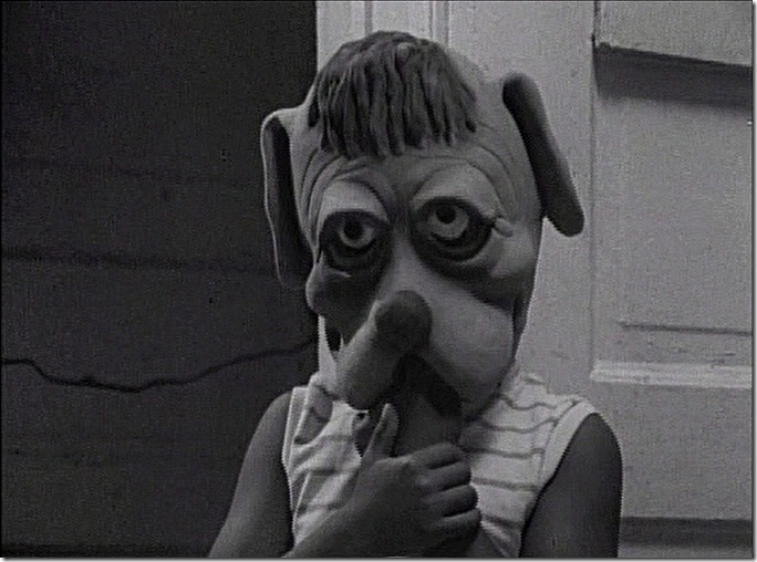 Child wearing dog mask