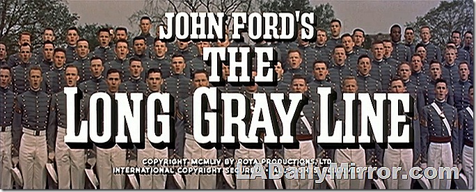 Main title: Lettering over West Point cadets in formation.
