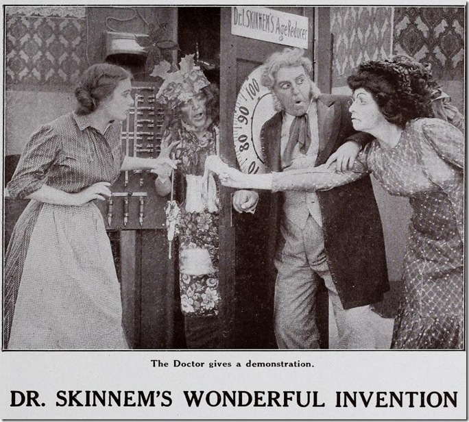 Comedy shot of a doctor's office in Dr. Skinnem's Wonderful Invention, 1911