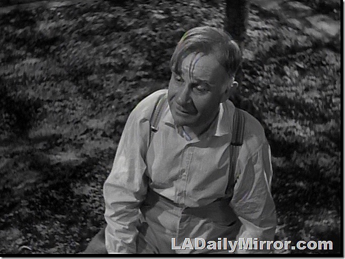 Man in shirt sleeves and suspenders. 