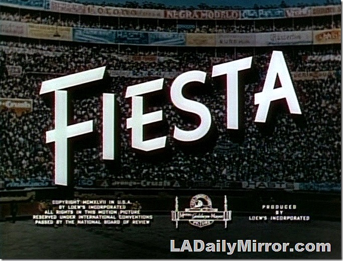 Main title: Lettering over painting of a bullring. 