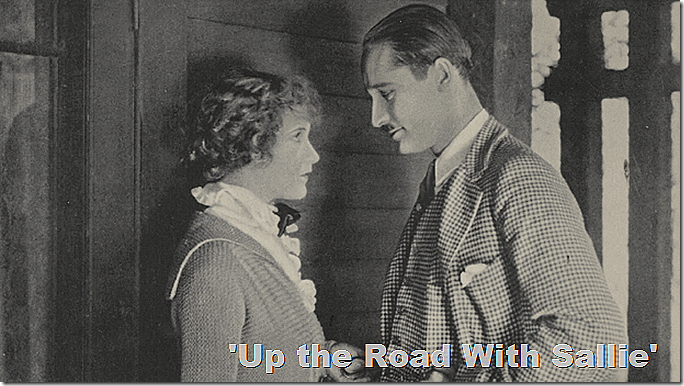 Up the Road With Sallie, a man and woman facing each other on the porch of a home. Up the Road With Sallie, a man and woman facing each other on the porch of a home.