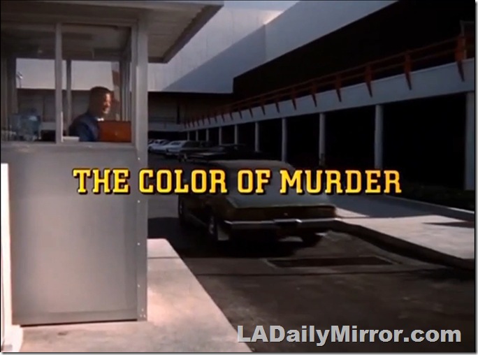 Parking lot security guard with episode title: The Color of Murder.