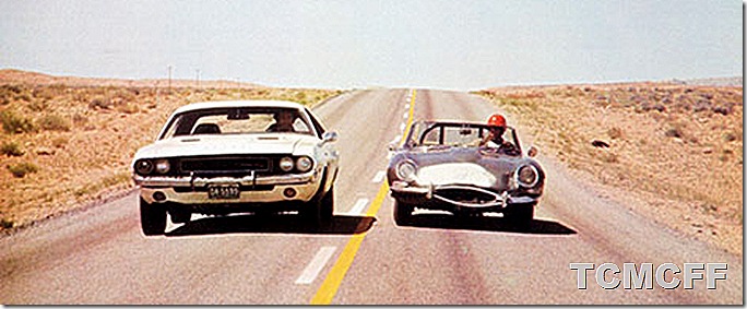 1970 Dodge Challenger R/T vs. a 1966 Jaguar on a deserted road