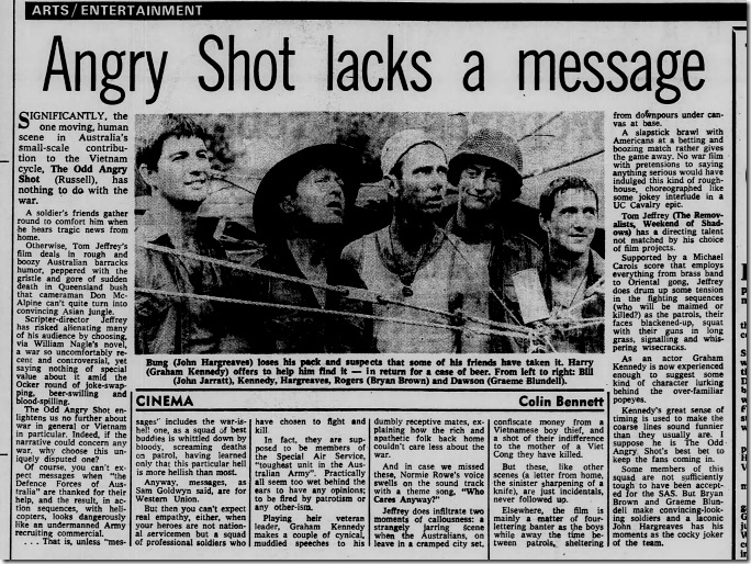 March 5, 1979 review of The Odd Angry Shot in The Age 