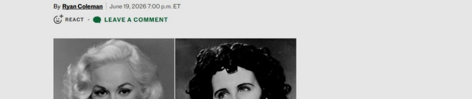 June 19, 2026: Mamie Van Doren recalls thrashing and crying after realizing friend Elizabeth Short was victim of Black Dahlia murder. Combo shot of blond Van Doren and the usual photo of Elizabeth Short.